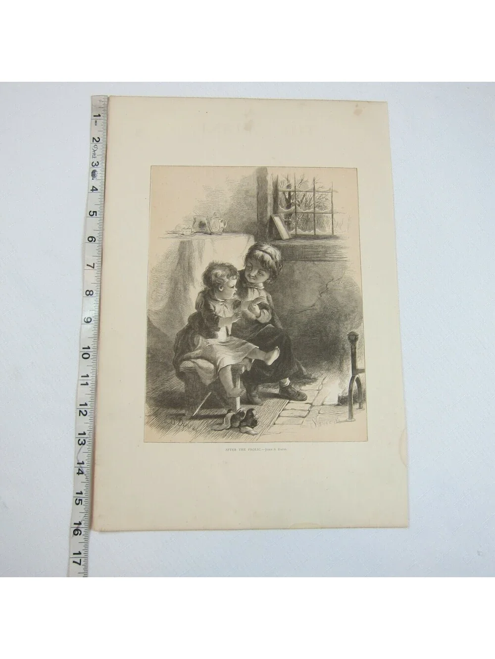 Antique 1873 Wood Engraving Print After the Frolic by John S. Davis, The Aldine